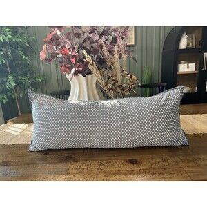 14"x36" Block Pattern Oblong Throw Pillow Blue - Hearth & Hand with